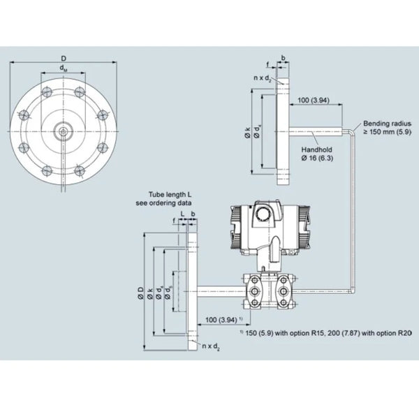 Original Brand Siemens SITRANS P320/P420 Diaphragm Seals Flange Design Mounted Directly Capillary Pressure Pressure Transmitters