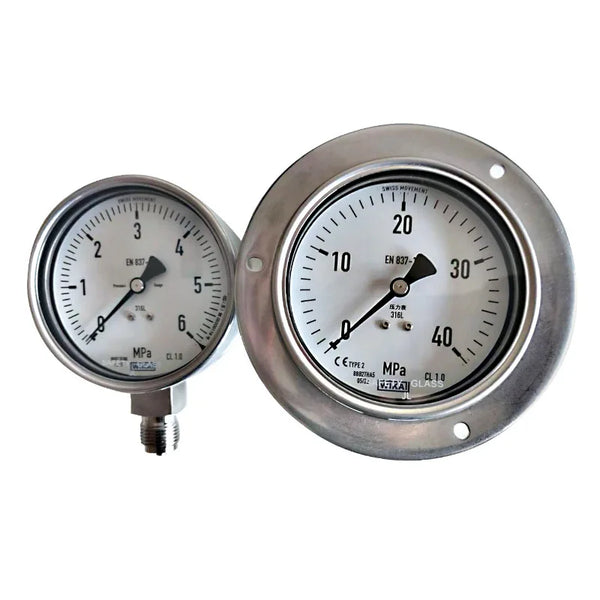 For Wika 233.50 Series All Stainless Steel 100mm Pressure Gauge Bottom Mounting Liquid Application